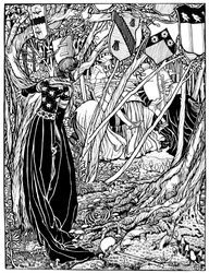 Illusztráció Sir Lancelot Du Lake-hez, 1898.