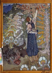 Un conte de fairy (La belle et la bete) - Tündérmese (Lány és a szörnyeteg) - Elena Dmitryevna Polenova (1850-1898) festménye, olaj, vászon