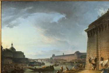 Párizs látképe a Pont Neuf alatti rakpartról