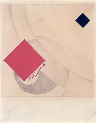 Tanulmány az „Itt a vég” című könyvhöz, a „Két négyzet története”, 1920 (ceruza és gouache papíron)