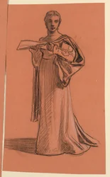 Rajz, tanulmány az "Esküvői menet" figurájához, 1872 körül.
