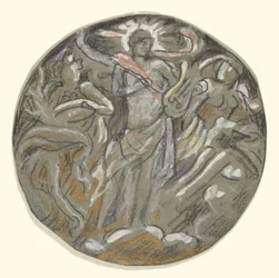 Tanulmány a Center Tondo of Huntington Ceiling számára – Apollo and the Four Seasons