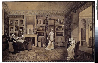 Drawing Room in Ivan Ivanowitch Baryatinsky House (1772-1825) Herceg Altonában (Drawing Room in the Baryatinsky House in Altona). Marie Louise Elisabeth Vigee-Lebrun rajza (Vigee Lebrun) (1755-1842)