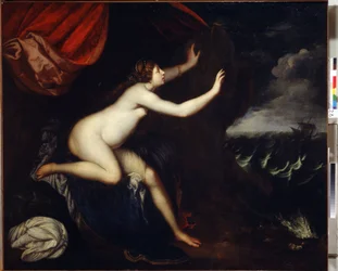 Riyadane (Riyadane) az Abandonon ült. Painture de Elisabetta Sirani (1638-1665). Huille sur Toile