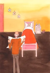 A jó szándék nem elég. A gyilkolás rossz, beleértve a betegek és idősek megölését is, még akkor is, ha jó szándékkal cselekszünk., 2004 (akvarell, papír)