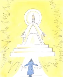 A hitben lángoló fényt láthatunk, magasan a templomban, a szentély felett, 2004 (papíron nem)