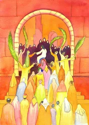 Jézus körmenetben lép be Jeruzsálembe (virágvasárnap), 2001 (papíron nem)