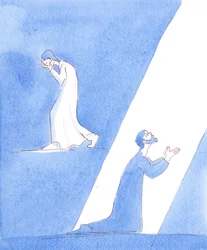 A bűneiket megbánó emberek különböző módon mutatják bűnbánatukat, 2005 (akvarell, papír)