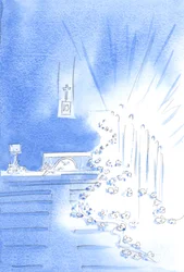 A szent angyalok jelen voltak, és füzérekkel díszítették a templomot, megmutatva a menny örömét egy felszentelés felett, 2002