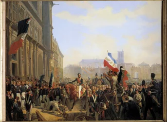 1830. júliusi forradalom: Lajos Fülöp, Orléans hercege (aki 1er Lajos Fülöp francia király lett) (1773-1850), a királyság altábornagya július 31-én megérkezett a párizsi városházára.