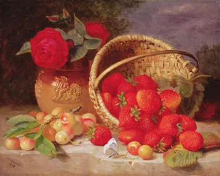 Csendélet eperrel és cseresznyével teli kosárral, 1898