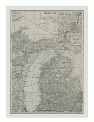 Michigan térképe, USA, c1900.