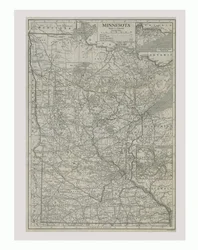 Minnesota térképe, USA, 1900-as évek.