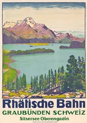 A svájci „Rhaetian Railway” cég reklámplakátja Graubundenbe