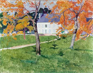 Ház a fák között - Emile Bernard (1868-1941) festménye, olaj, vászon