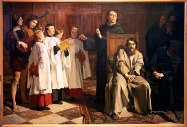 Emile Wauters. Hugo van der megy a Vörös kolostorban. 1872. Olaj, vászon. (olajfestmény)