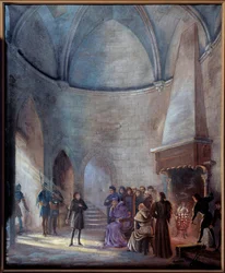 Százéves háború: „” Joan of Arc-ot (1412-1431) kihallgatják a bírák”” Emile Deshays (1875-1946) festménye 1901. V. 0,73x0,6 m Rouen, Musee des Beaux Arts Figyelem! Ennek a műnek a felhasználása harmadik fél engedélykérelméhez vagy további engedélyhez kötöt