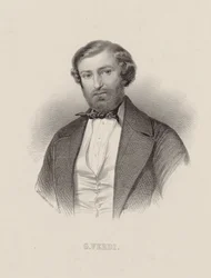 Giuseppe Verdi zeneszerző portréja 1813-1901, 1860 körül.