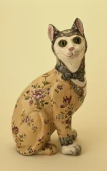Macskafigura (ónmázas cserépedény)