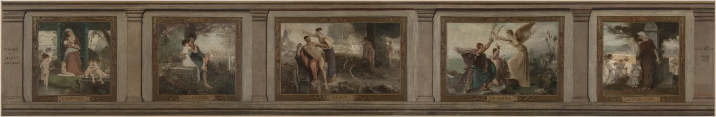 Vázlat a párizsi 16. kerületi városházához (salon en hémicycle): Gyermekkor, ifjúság, cél, dicsőség, öregség: Az élet korszakai, 1884-ben (olaj, vászon).