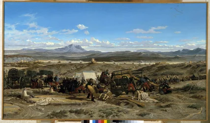 Táborozni délben. Emile Loubon (1809-1863) festménye. Olajfestmény. Musee Granet, Aix en provence
