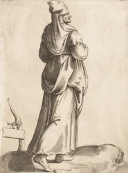 Jelmeztál: Parasztasszony Spanyolországból, kb. 1555-58.