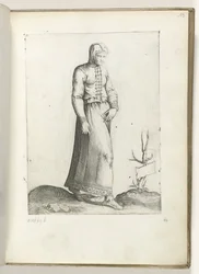 Een vrouw uit Spanje, gekleed volgens de mode van ca. 1550 Korunk különböző nemzeteinek attitűdjei (sorozat címe)