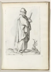 Spanyol vidéki nő (cím a tárgyon) Vrouw naar rechts, gekleed in Spaanse kleding ca. 1550 Korunk különböző nemzeteinek attitűdjei (sorozat címe)