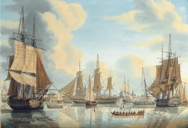 A Bataviai flotta Carel Hendrik Verhuell admirális vezetésével Flushingban