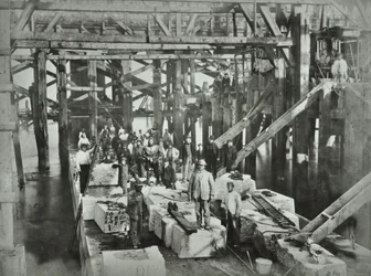 Blackfriars híd: építőmunkások, 1869
