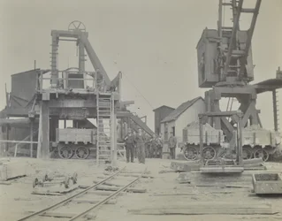 Blackwall alagút: akna és munkások az alagút építése során, 1893