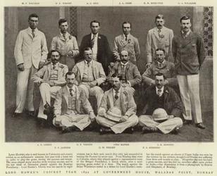 Lord Hawkes krikettcsapat 1892 kormányházban, Malabar Pointban, Bombayben