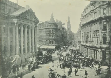 Mappin és Webb, Cheapside, a Mansion House-ból nyugatra néz, London City, 1890