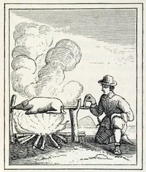 Egy Boucan, Samuel Hazard „Santo Domingo múlt és jelen” című művéből, pub. 1873