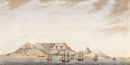 Egy brit flotta Table Bay-ben, 1780 körül