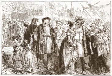 Gálanap Nürnbergben: Idő, tizenhatodik század, illusztráció: James Aitken Wylie (1808-1890), The History of Protestantism, pub. 1878