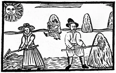 A betakarítási jelenet, illusztráció az "A Book of Roxburghe Ballads"-ból.
