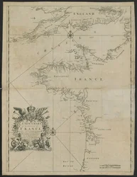 „Franciaország tengeri partjainak új térképe a La Manche csatornával együtt”, 1730 körül (litho)