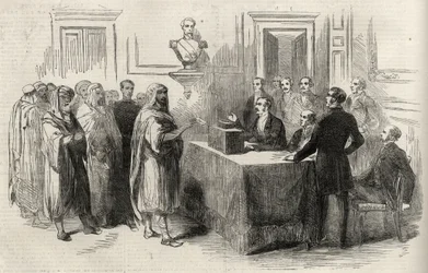 Abd-El-Kader a Francia Birodalomra szavaz – Illusztráció a The Illustrated London News számára, 1852. december 4.