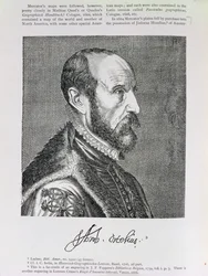 Abraham Ortelius (1527-98) illusztrációja az „Amerika narratív és kritikai története” IV. kötetéből, 1886