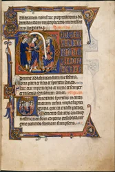 Add hozzá MS 48985 f.29r, Jézus Kajafás előtt, a Salvin órákban