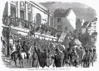 Választási jelenet Kilkennyben, illusztráció a „The Illustrated London News”-ból, 1859. május 14.