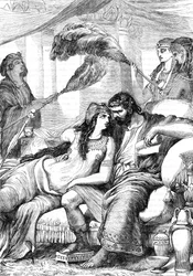 Antoine et Cleopatre (Antony és Kleopátra) – Illusztráció a „” Completes de William Shakespeare”-ben”” 1866 – E kiadás illusztrációi és általános formája Cassell illusztrált Shakespeare-jéből származik, amely Londonban jelent meg
