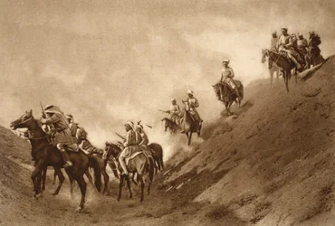 Az arab lovasrendőrség segített a briteknek átkelni egy ősi csatorna kiszáradt medrén, 1914-1919