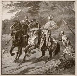 Richard király letartóztatása, a Cassells Illustrated History of England illusztrációja (szépia fotó)