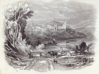 Arundel kastély és város, a „The Illustrated London News”-ból, 1845. szeptember 20. (metszet)
