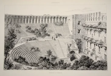 Aspendu - Színház belseje, a The Principal Ruins of Asia Minor, pub. 1863 (litográfia)