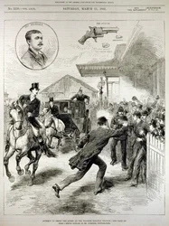 Kísérlet a királynő lelövésére a windsori pályaudvaron, a „The Illustrated London News”-ból, 1882. március 11.