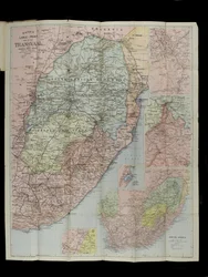 Bacon nagyléptékű térképe a Transvaal Orange Free State és Natalról délre, Port Elizabethig, Dél-Afrikáig.