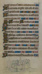 Bas-de-page jelenet, amelyen Thomas Becket és társai láthatók, amint egy csónakban átkelnek a Csatornán, amint franciaországi száműzetésbe utaznak, illusztráció a „Zsoltáros Mária királynőből”, 1310-20 körül (vellum)